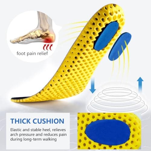 XINIFOOT 3 Pairs Elastic Shock Absorbing Shoe Insoles Breathable Honeycomb Sneaker Inserts Sports Shoe Insole Replacement Insoles for Men - Thumbnail 3