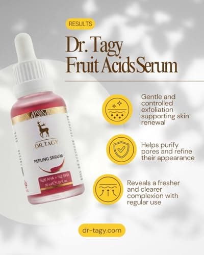 DR.TAGY Fruit Acid Serum – Gentle Exfoliation & Skin Brightening – AHA, BHA & Vitamin C – Pore Minimizer & Dark Spot Corrector – Hydrating & Soothing Formula – 30ml - Thumbnail 5