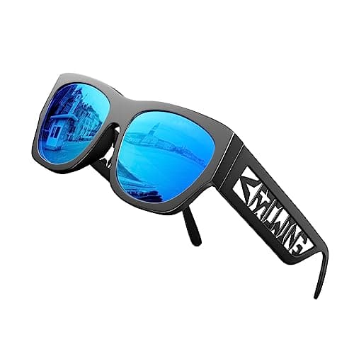 ROCKNIGHT Mirror Blue Sunglasses Men Polarized UV Protection Beach Casual Shades Gifts for family hombres