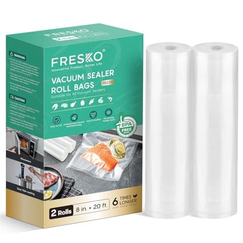 FRESKO 8"x20' Vacuum Sealer Bags for Food, 2 Rolls Customized Size Storage Bags with BPA Free, Heavy Duty Food Bags for Meal Prep and Sous Vide Cooking - Image 1