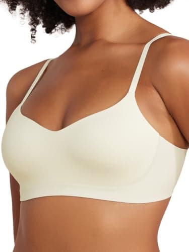 Tarbo Womens Wireless Seamless Bra Ultra-Stretch Comfortable Adjustable Supportive Everyday T-Shirt Bra with Spaghetti Straps Milk White - Image 1