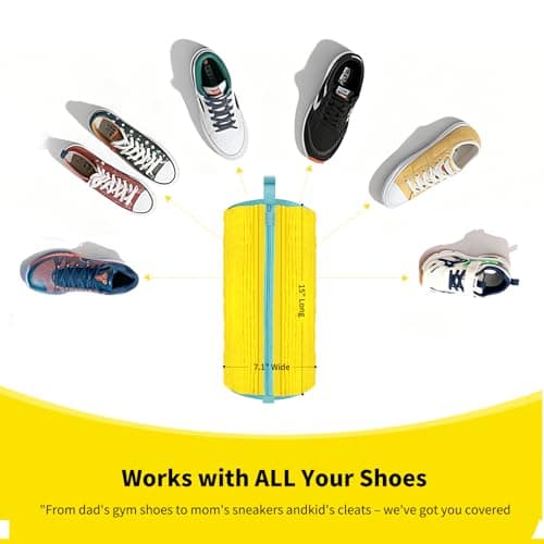 XQXA Shoe Washing Machine Bag 2-Pack - Reusable Shoe Washing Bag with Hidden Zipper, Machine Washable Shoe Bag for Sneakers, Tennis & Athletic Shoes (Yellow) - Thumbnail 6