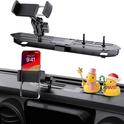 DIAMOOKY Upgraded Metal Phone Mount for Jeep Wrangler JL JLU 2018-2023 & Gladiator JT 2020-2023 Accessories, Dash Phone Holder No-Drill Factory Bolt Rock-Solid with Duck Mounts (Not for 4xe & 2024+)