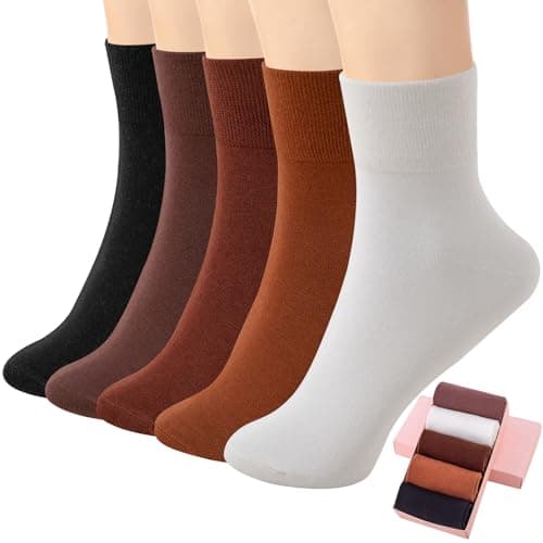 HUGSWEET Thin Soft Cotton Crew Socks for Women Ankle above Bootie Socks Gifts for Women 5-10 Pairs - Image 1