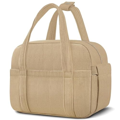 KUBYA Corduroy Lunch Box Lunch Bag for Women Men, Cute Strawberry Small Insulated Reusable Work Leakproof Simple Lunch Boxes Tote Bag Adults Cooler Bag - Image 1