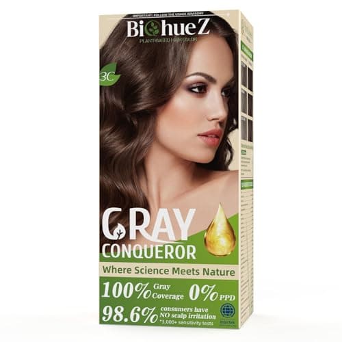 BioHueZ Permanent Hair Dye Hair Color for Gray Hair Coverage PPD-Free Hair Color Kit Medium Brown Hair Dye 3C Dark Mocha Brown Chocolate Brown