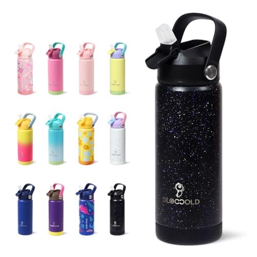 DLOCCOLD Kids Insulated Water Bottle with Leak Proof Straw Lid, Double Wall Vacuum Stainless Steel Water Bottle with Silicone Boot, Reusable Tumbler for Travel, Boys, Girls - Image 1
