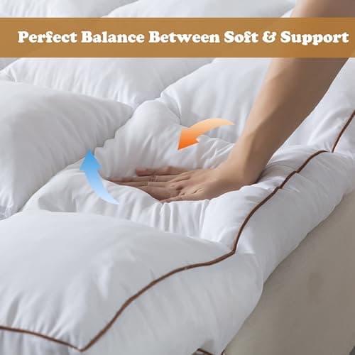 WhatsBedding 4 Inch Memory Foam Mattress Topper Queen Size, Supportive Fluffy Shredded Memory Foam Filled Pillow Top, Extra Soft Bed Topper for Back Pain Relief, 60x80 Inch - Thumbnail 6