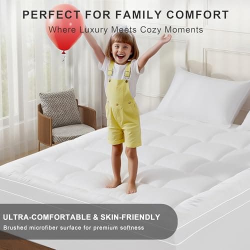 3 Inch Mattress Topper Rv Queen Size 1300GMS Soft Down Alternative Fill Pillow Top, Extra Thick Padded Mattress Pad & Protector, Breathable & Supportive for 8"-21" Deep Pocket - Thumbnail 3