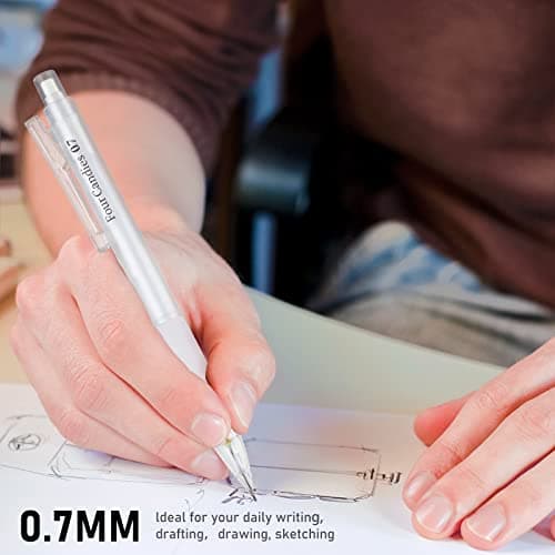 Four Candies Cute Mechanical Pencil Set with Case - 3PCS Pencils 0.7mm with 180PCS HB Lead Refills, 3PCS Erasers, 9PCS Eraser Refills, White Clear Mechanical Pencil for Students Drawing, Writing - Thumbnail 6