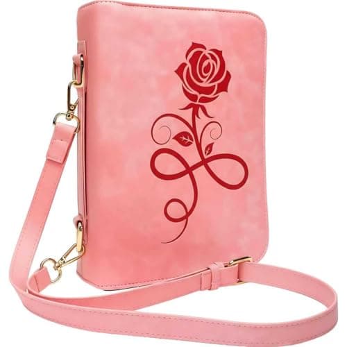 Girls Bible Case, TSWONKS Bible Coves for Girls Bible Cover Women with Shoulder Strap Leather Bible Cover with Zipper for Girl Women Christian Church Kids Pink - Image 1