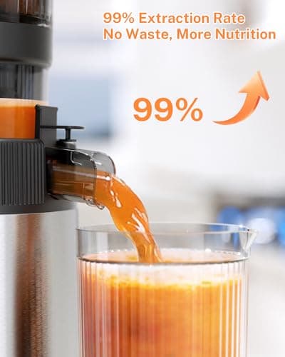 Kndko Cold Press Juicer with 4.35" Wide Feed Chute, Slow Masticating Machine Fit Whole Fruits & Vegetables, High Juice Yield, Stainless Steel Juicer Machine with Large Auger, Easy to Clean - Thumbnail 4