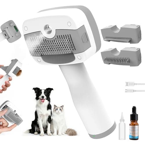 Pawimood Pet Steam Brush for Dogs & Cats | Self-Cleaning Dog Steam Brush with 3 Brushes & Spray Function | Cat Steam Brush for Shedding, Dematting & Grooming | Includes Pet Essence - Image 1