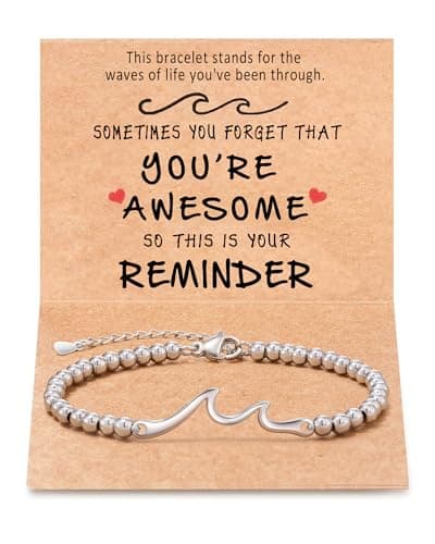 Wisedawn Easter Basket Stuffers for Teens Girl Kid Women, Unique Easter Gift for Teen Girl Kid Women Adults with Gift Card, Slive Beaded Bracelet for Woman Girl - Image 1