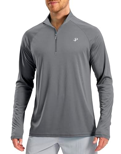 Pudolla Mens SPF Shirts Long Sleeve Lightweight Sun Protective Pullover for Men Fishing Shirts UPF 50+ UV Protection(Dark Grey M) - Image 1