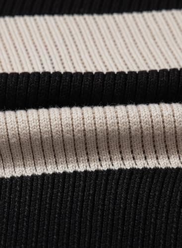 Dokotoo Summer Tops for Women Fashion Striped Short Sleeve Shirts 2025 Cute Color Block Round Neck Knitted Top Blouses Womens Casual Spring T Shirts Black X-Large - Thumbnail 6