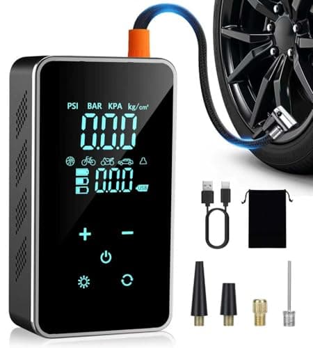 Tire Inflator Portable Air Compressor-150PSI Air Pump for Car, Bike Pump Touch Screen/Gauge/Light, Tire Pump 3X Faster Inflation with Tire Pressure Gauge for Motorcycle, Bike, Ball - Image 1