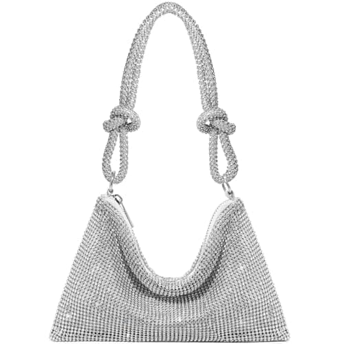 GEMIU Sparkly Rhinestone Purse Evening Bag, Sliver Clutch Purse Silver Purse for Women Dressy - Image 1