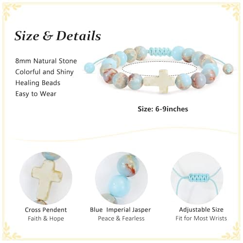 BAYLAY Easter Basket Stuffers for Girls Kids, Cross Bracelet Gifts for Teen Teenage Girls Christian Religious Easter Essential Basket Fillers Baptism Birthday Gift for Girl - Thumbnail 5