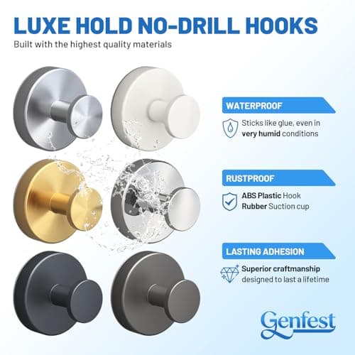 Genfest 2026 Suction Cup Hooks for Hanging, Shower, No-Drill Removable Heavy Duty Suction Cup Hooks for Towel, Shower, Home Storage, Window, Hanging, Bathroom, Kitchen, Glass Door - 3, White - Thumbnail 3