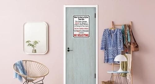 Carastora Vintage Metal Tin Sign Funny Sarcastic Party Wall Art Decor Signs, Before You Knock On My Door Sign No Soliciting Metal Sign 12x8 Inches - Thumbnail 4