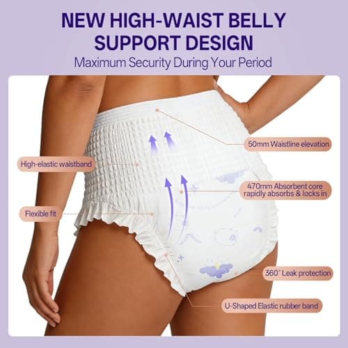 POMPOM LIFE Individually Wrapped Disposable Incontinence Underwear for Women | Maximum Absorbency Adult Diapers | Soft & Breathable Briefs, Disposable Postpartum Underwear for Women Travel - Thumbnail 2