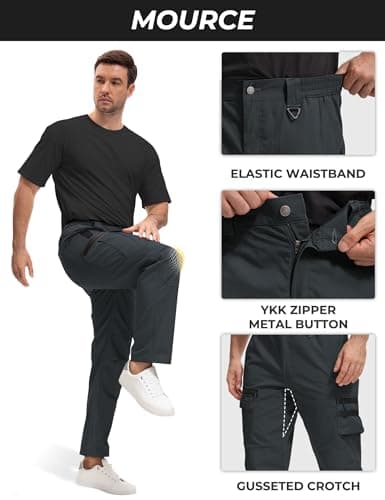 MOURCE Ripstop Men's Tactical Cargo Pants Water Resistant Quick Dry BDU Pants with 7 Large Pockets Breathable Grey L 32" - Thumbnail 5
