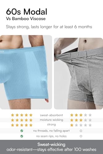 GOOTUCH Boxer Briefs For Men Packs, Breathable & Moisture Wicking Men's Underwear, Comfort Stretch Waistband, Second Skin & Anti Chafe For Running Golf Grey Blue/Gray/Blue/Green (4 pack) L - Thumbnail 5