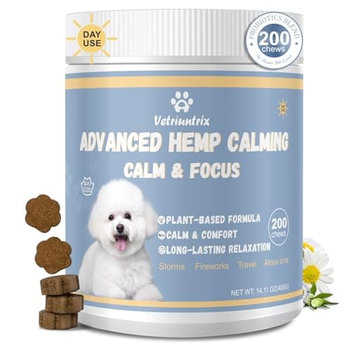 Vetriuntrix Calming Chews for Dogs with Natural Plant Extracts for Fireworks, Storms, Thunder, Barking, Separation, 200 Count - Image 1