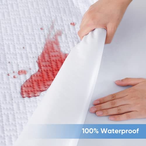 Hanherry 100% Waterproof Mattress Protector Queen Size, Mattress Cover 3D Air Fabric Cooling Mattress Pad Cover Smooth Soft Breathable Noiseless, 8''-21'' Deep Pocket - Thumbnail 3