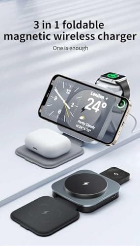 3 in 1 Upgraded Wireless Charger Charging Station: Foldable Charger Stand Multiple Devices for Apple - iPhone 16/15/14/13/12- Watch/Ultra & Airpods 4 3 2 Pro (White) - Thumbnail 2