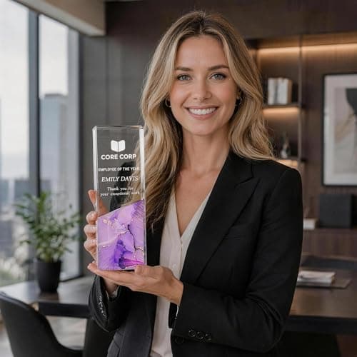 MYPHNEX Custom Acrylic Trophy Award with Logo/Photo - Personalized Recognition Plaque for Employee Appreciation, Retirement, Farewell, Work Anniversary, Boss & Coworker Gifts – Bulk Corporate Orders - Thumbnail 5