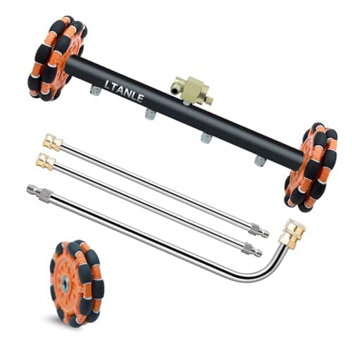 LTANLE 2-in-1 Can Move Horizontally Pressure Washer Undercarriage Cleaner Water Broom, 15" Surface Cleaner Power Washer Attachment with 4 Nozzles 3 Extension Rods andSpare Wheel，4000 PSI (15inch) - Image 1