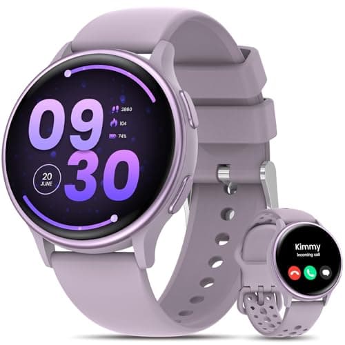 Smart Watches for Women(Answer/Make Calls), 1.27'' AMOLED Screen Activity Trackers with Heart Rate/Sleep/SpO2 Monitor, Smartwatch for iPhone/Samsung/Android,120+ Sport IP68 Fitness Watch 2Bands Violet - Image 1