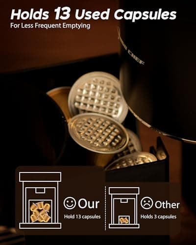 PURHUGO CHEF Espresso Coffee Machine, Compatible with Nespresso Original Pods, One-Touch with Illuminated Brew Zone, 20 Bar Pump, 33.8oz Removable Tank, Compact Design, CM-C07-A - Thumbnail 6