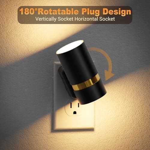 JandCase Night Lights Plug into Wall,2 Pack 10-Color Change RGB Night Light with Dusk to Dawn, 10/25/50/75/100LM Dimmable Plug in LED Nightlight for Bedroom, Hallway, Stairs - Thumbnail 6