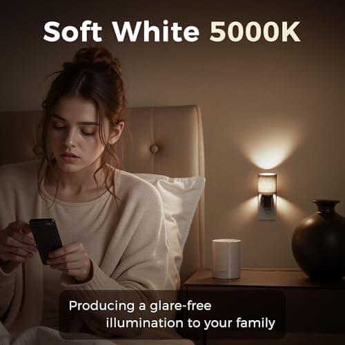 L LOHAS LED Night Lights Plug into Wall,Linen Fabric Cylinder Decor Night Light, Dusk to Dawn Sensor Vintage Nightlight, 5000K Daylight 0-100LM Dimmable, for Bedroom Living Room Hallway - Thumbnail 2