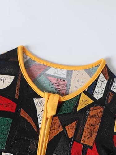 Joonberry Infant Baby Girl Clothing Bamboo Rayon Footies, Newborn outfit Footed Long Sleeve Jumpsuit with Zipper and Mitten Cuffs (Geometric Pattern, 3-6M) - Thumbnail 3