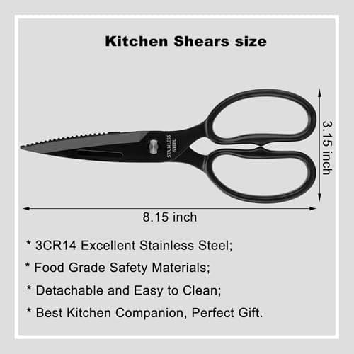 SLEMOON Heavy Duty Poultry Shears That Come Apart, All Purpose Kitchen Shears for Food,3Cr14 Fully Forged Stainless Steel Sharp Blades for Chicken,Meat,Seafood,Herbs Kitchen Scissors - Thumbnail 5