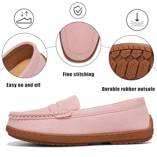 BEAUSEEN Women's Penny Loafers Slip-On - Lightweight Breathable Suede Driving Moccasins,Cute Business Casual Dress Shoes for Work & Travel Pink, 8.5 US - Thumbnail 5
