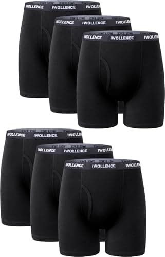 IWOLLENCE Men's Boxer Briefs Breathable Soft Moisture-Wicking Cotton Underwear with Comfort Flex Waistband, Multipack - Image 1
