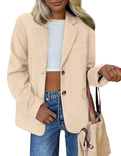 PRETTYGARDEN Blazers for Women Business Casual Fall Dressy Oversized Faux Suede Suit Jackets Work Office Teacher Clothes (Beige,XX-Large) - Image 1
