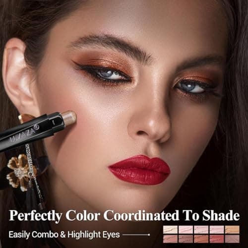 LUXAZA PRO Brown Eyeshadow Stick Makeup Set 10PCS, Neutral Shimmer And Matte Cream Eye Shadow Palette, Metallic Bronze Smoky Eyeliner Brightener Crayon Pencil Kit, Ideal Gift for Women -Love's Gifts - Thumbnail 4