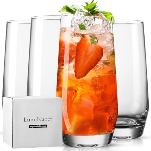 LmmNaoer Highball Glasses Set of 4 (18 Ounce), Lead-Free Crystal Tall Drinking Glasses for Water, Cocktail & Beverage - Image 1