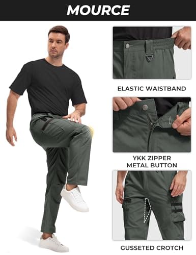 MOURCE Quick Dry BDU Tactical Pants for Men Water Resistant Cargo Pants with 7 Large Pockets Breathable Ripstop Green M 32" - Thumbnail 5