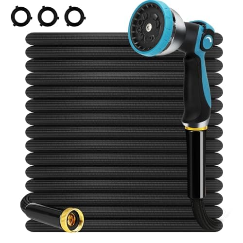 Non-Expandable Garden Hose 30 ft Kink Free Flexible Water Hose with 10-Pattern Spray Nozzle, 3/4" Brass Connectors,Leak Proof,Abrasion Resistant Hose for Lawn, Yard, Car Washing, and Outdoor Use - Image 1