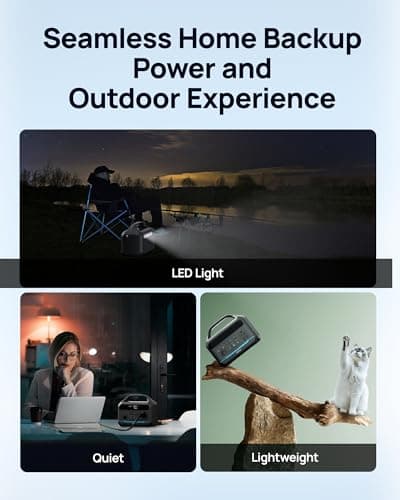 DARAN Portable Power Station 600W(1200W Surge) - 288Wh(90,000mAh) Solar Generator LiFePO4 Battery with AC DC Outlets, 8.3LB Portable Charging Station for Camping, RV, Home, Emergency (Solar Optional) - Thumbnail 6