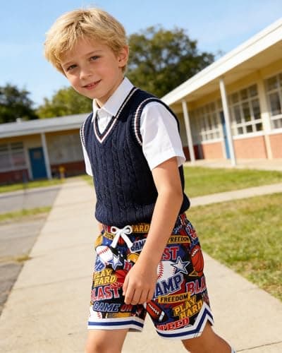 Cozople Boys Baseball Shorts Steet Basketball Shorts Size 10 Moisture Wicking Running Shorts Casual School Sports Meet - Thumbnail 3