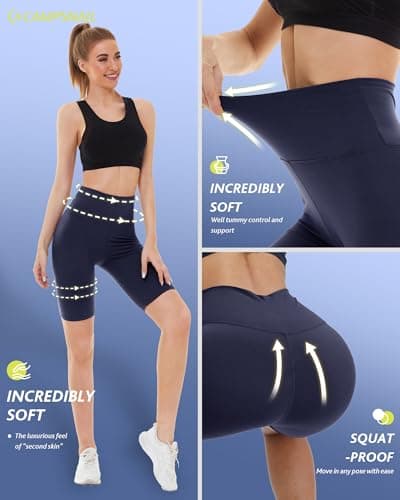 CAMPSNAIL 4 Pack Biker Shorts for Women High Waist - 5"/8" Tummy Control Soft Athletic Yoga Workout Running Gym Shorts - Thumbnail 3