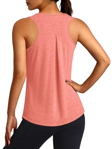 3rd hill Workout Tank Tops for Women Racerback Sleeveless Yoga Top Loose Fit Gym Shirt Running Athletic Tanks Light Orange S - Image 1